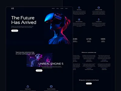 VR Startup Website Concept augmented reality dark landing page landing page design startup technology ui ui design uiux ux ux design virtual reality vr web design website