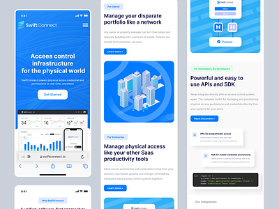 [Responsive] SwiftConnect - Landing Page Redesign Concept absen app arduino attendance blue clean design code coding id card landing page login system responsive saas saas landing page service ui ux web design