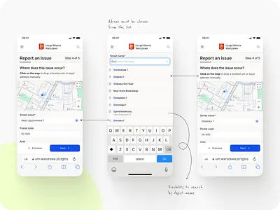 Municipality report issuing module app design inteface ui ux web app web design