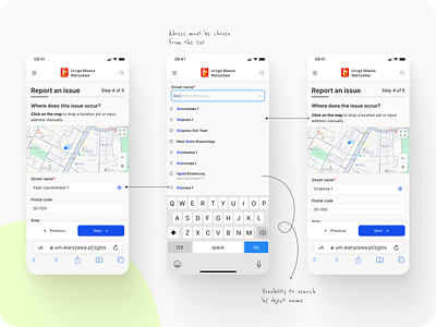 Municipality report issuing module app design inteface ui ux web app web design