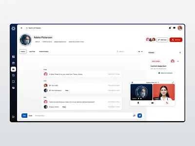 Concept Redesign for B2B Healthcare Management System SaaS b2b call chat clean collaboration contrast dashboard history interface light ui message patient saas screen team timeline video video call web web design