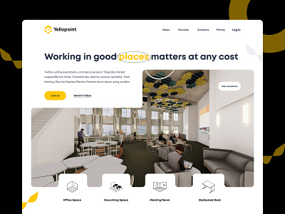 Yellopoint coworking space-Landing Page / Web UI agency branding business co working co working space corporate website graphic design jabel ahmed kahaf landing page logo minimal official web product space typography ui web header web ui website
