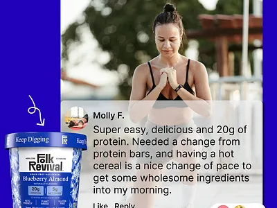 Testimonial static ads for plant-based protein shakes brand ads creative facebook ads graphic design oliver puente plant based protein shakes protein social media ads creative static ads testimonial