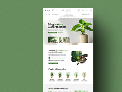 Homepage Design for an Online Plant Shop branding design ecommerceui graphic design homepage landingpage mockup onlinestore organicbranding plantshopdesign web webdesign