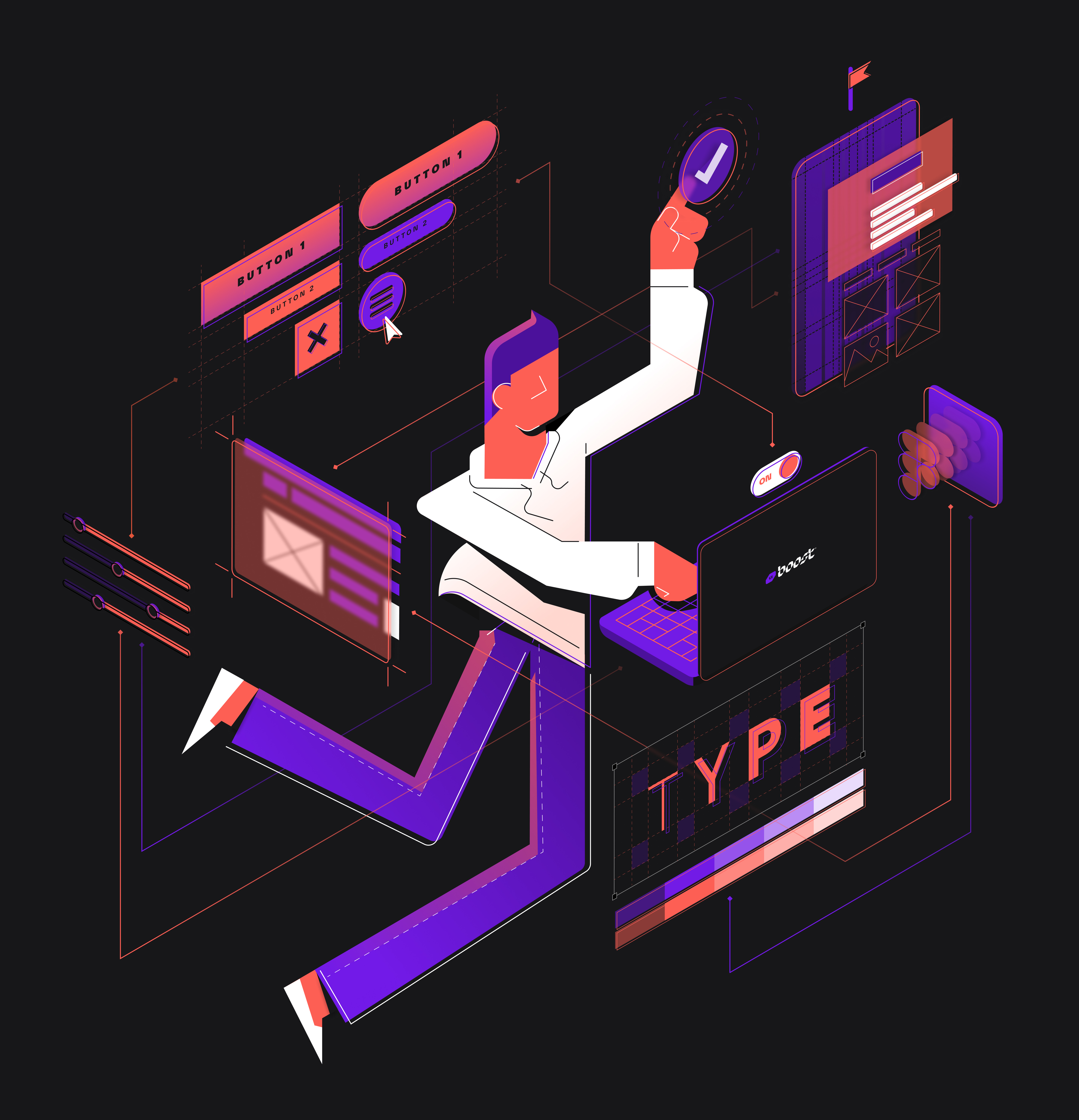 UI Boost branding digital illustration figma flat illustration illustration ui vector