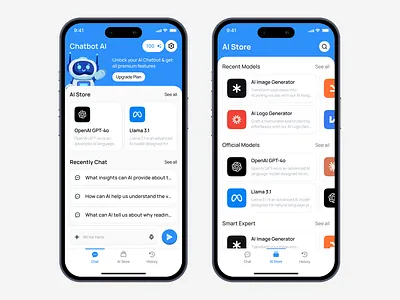 Chatbot AI 🤖 | Chat & AI Store Page 📃 ai app apps chatbot design mobile mobile app pop popular product design robot trending ui ui design ui designer ui ux uiux design uix ux