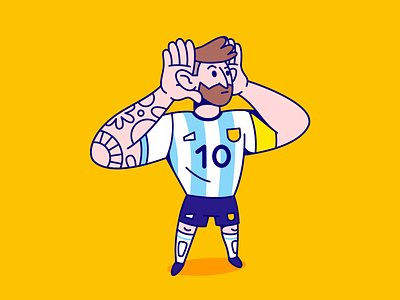 Can't hear you adidas afa argentina captain celebration character design football goal illustration lines man messi soccer vector wc worldcup