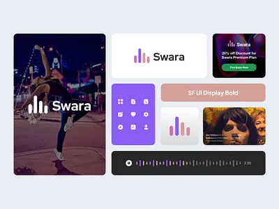 Swara Music Platform - Brand Guideline brand guideline branding design graphic design illustration logo mobile mobile apps music musicapps musicplatform ui uiux uiuxdesigner ux vector