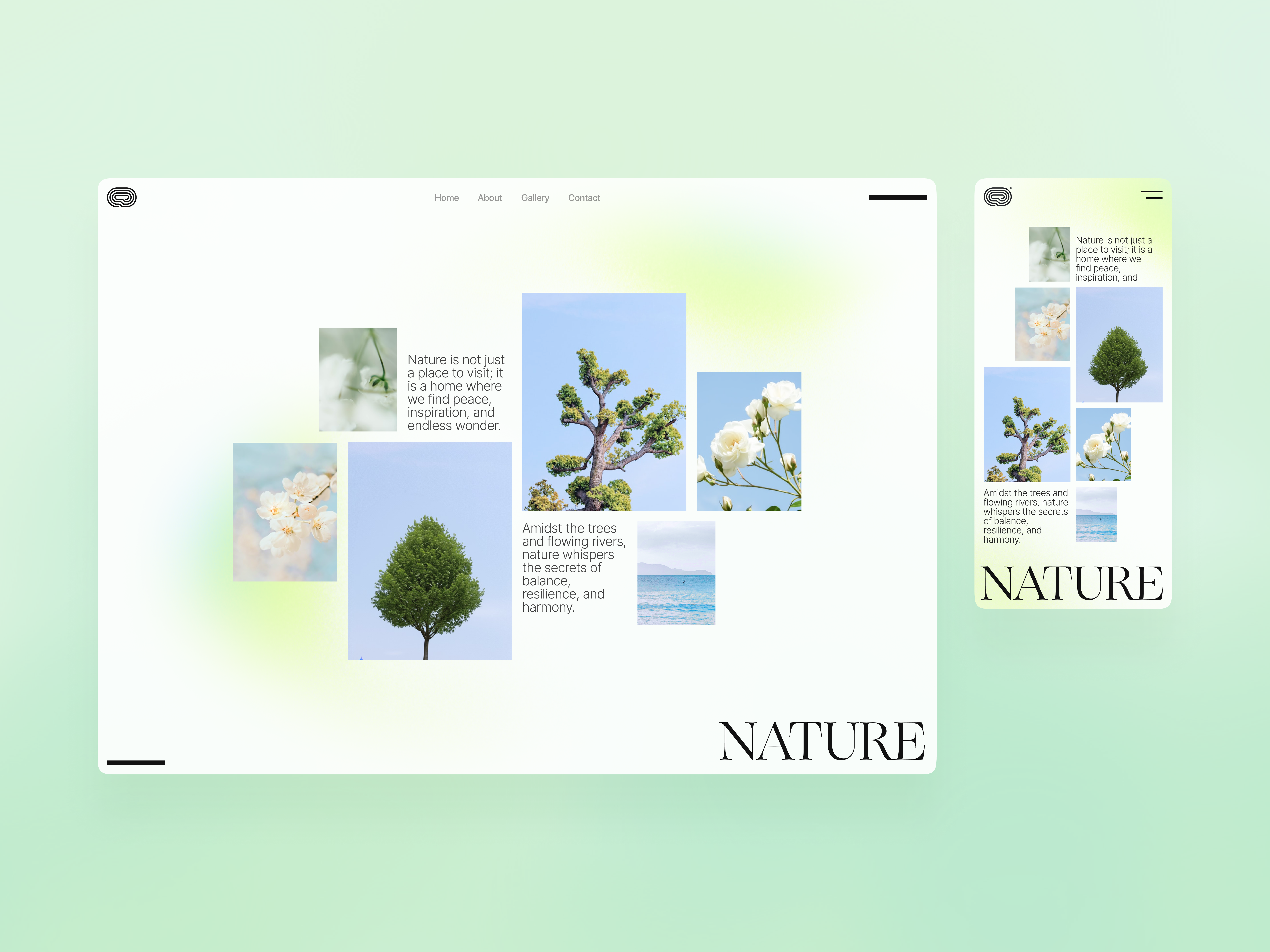Hero Section - Responsive Design clean green layout minimalist mobile natural responsive ui uxui web