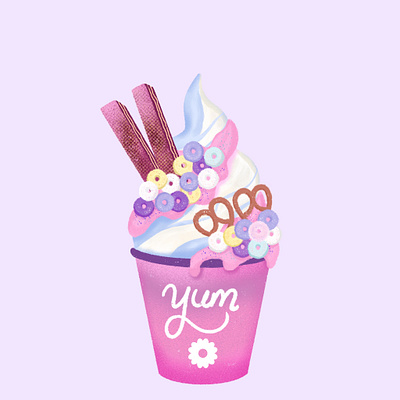 Delicious Soft Serve cute flat illustrations ice cream ice cream illustration illustration pink