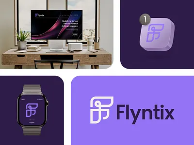 Flyntix - Logo & Brand Identity - 06 ai app icon brand identity branding chinthaka gunaratne design f f logo graphic design letter f letter logo logo logo design logo designer logos logotype mark minimal logo monogram tech