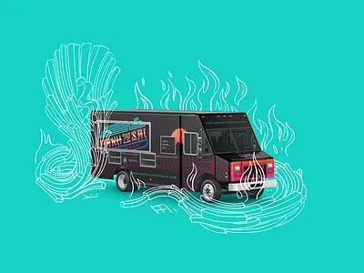 Banh Sai Food Truck ad brand branding design food food truck graphic design illustration logo vector visual design