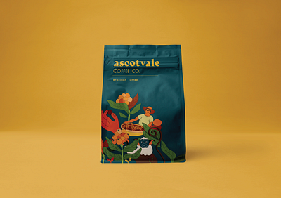 Brand Identity & Packaging Design -Ascotvale Coffee Co. adobe adobe illustrator adobe photoshop bag brand branding brazil brazilian coffee coffee coffee bag design farmer female foliage graphic design illustration logo mockup pied tamarin sustainability