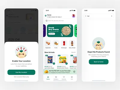 Grocery Mobile App UI app cart design ecommerce food grocery groceryappdesign minimal mobile app pop up shopping ui ui ux vegetables