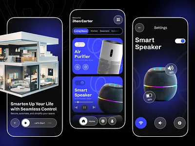 Smart Home Device Management App UI blue device control device management home mobile app mobile app template smart cctv smart device smart home smart home app design smart home app ui smart house smart lamp smart tv ui design ui design template