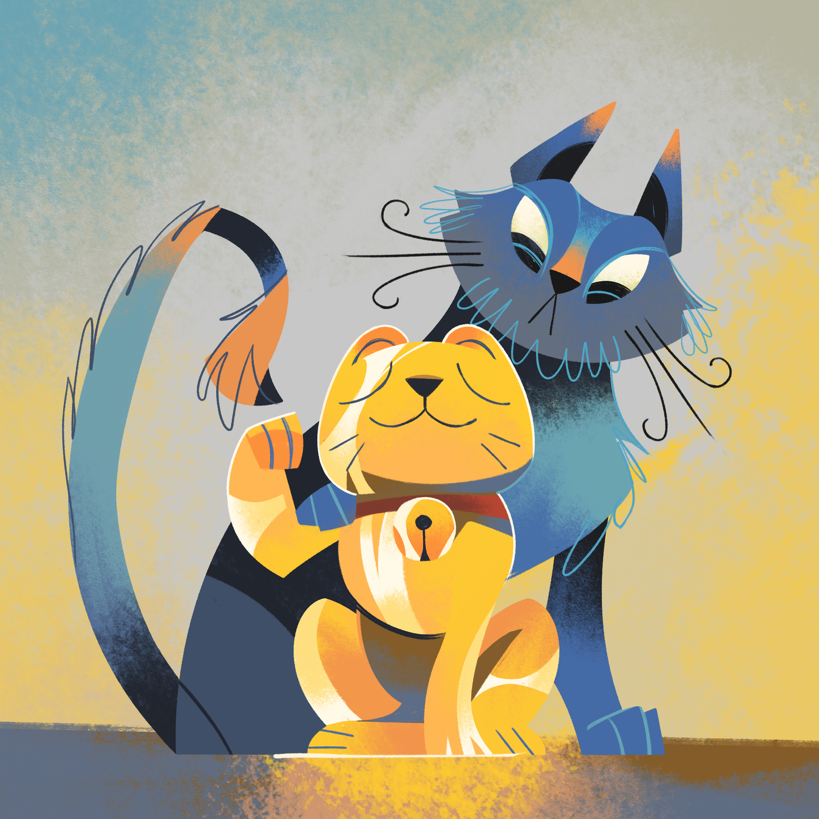 Curiosity 2d illustration animal book cat character character design children book cute editorial flat friends graphic design kitty paw pet