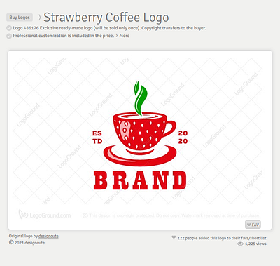 Strawberry Coffee Logo 3d animation branding graphic design logo motion graphics ui