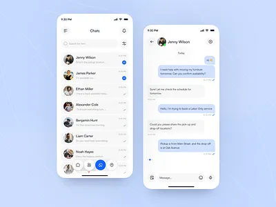 Seamless Messaging for Movers & Delivery App app design chat chat ui chatting delivery home service app message messaging messagingui messenger mobile mobile app movers app moving service app ui ui design ux