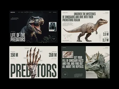 Mesozoica Museum Website 3d clean composition design dinosaur encyclopedia figma generation graphic design grid homepage illustration midjourney minimalism museum predator typography uidesign uiux web design