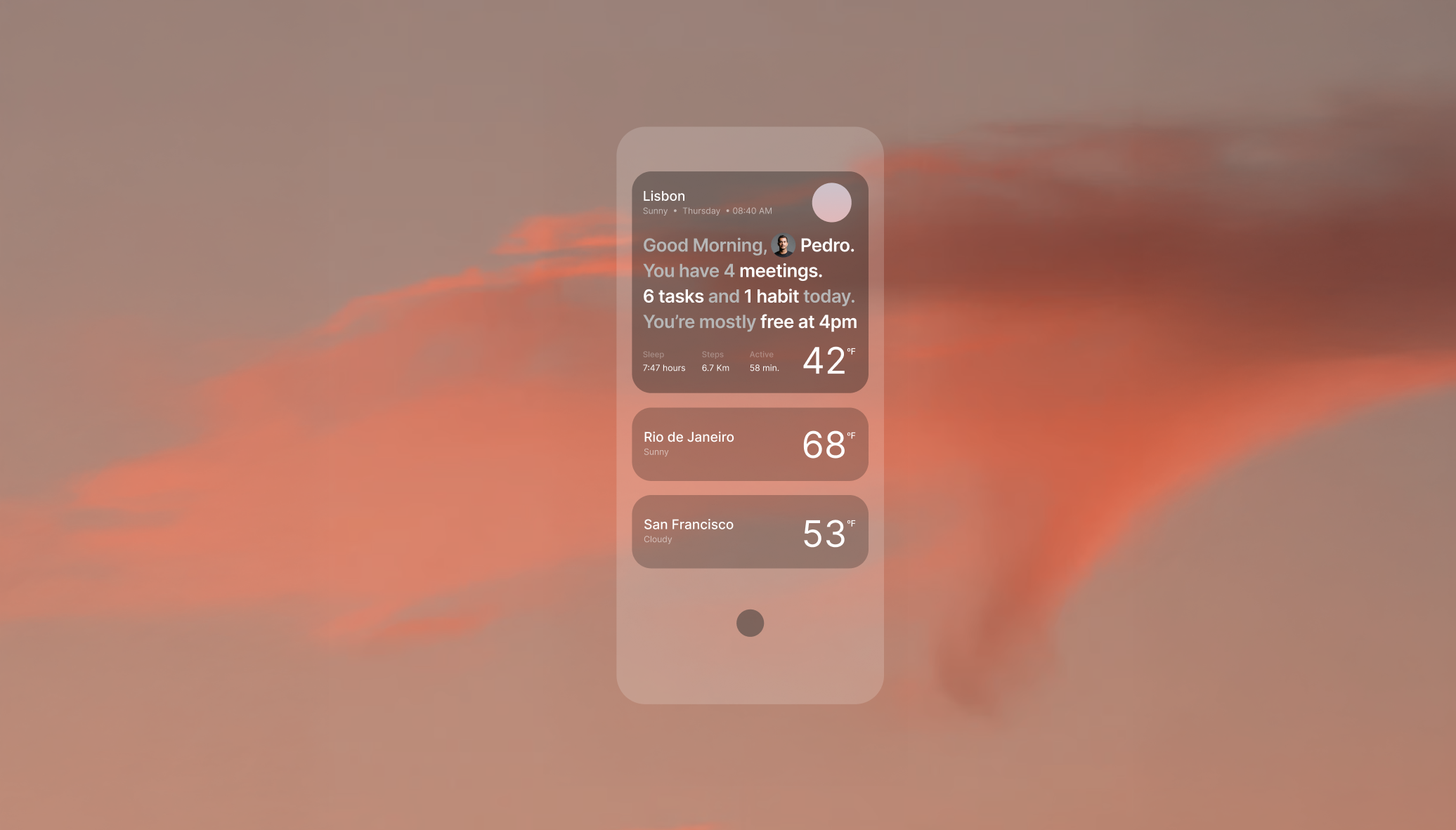 Minimal Ai - Agentic Home Screen agentic ai cards glass home homescreen minimal personal screen splash ui widget