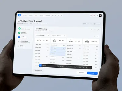 Schedule • CRM admin calendar create crm design event figma hand planner planning saas schedule steps system table tablet time ui ux web