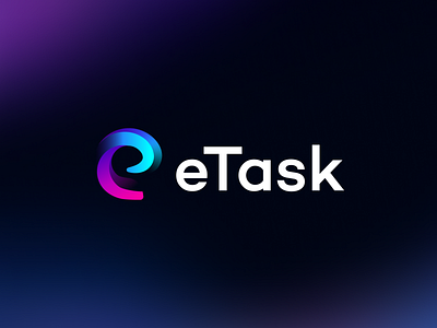 eTask - App Logo app app logo branding clean dark design e futuristic gradient letter logo minimal modern ui ux