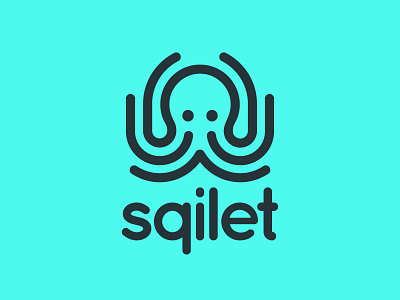 Sqilet (2018) design line art linear logo octopus sea