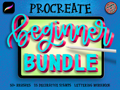 Procreate Beginner Bundle alwaysbecoloring branding design font graphic design illustration logo procreate typography