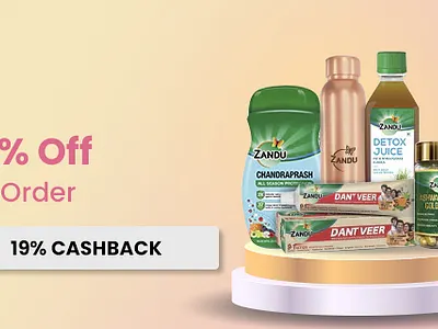 Zandu banner branding cashback design graphic design health products post products ui