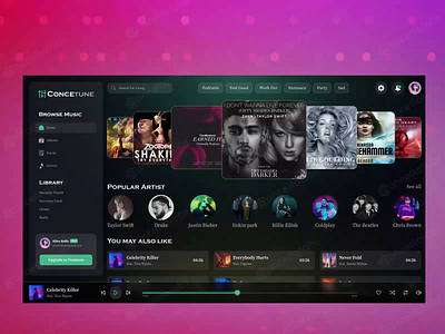 Music Web App app design best web design modern ui music web app ui design ui ux design web app web application design web design web interface design web ui web ui design