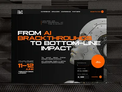 AI SUMMIT - Website design concept ai ai summit ai webdesign art artificial intelligence contrast crypto freelancer landing page main page modern money robot summit london technology uiux uxui design web website