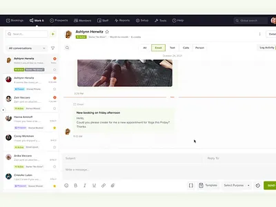 Chat Microinteractions for a CRM solution attachment chat crm drip campaign figma fitness marketing product design saas ui ux animation variable