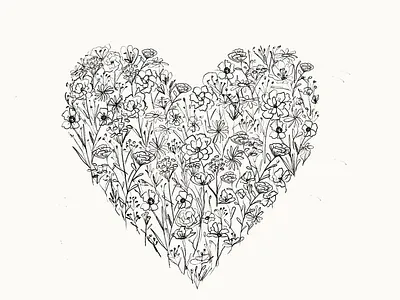 A Love of Florals adobe illustration floral design florals flowers graphic design hand drawn style heart illustration love love hearts procreate spring spring flowers wild flowers