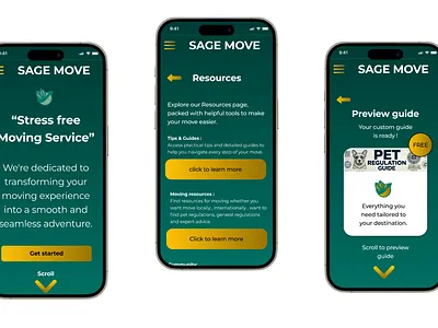 Sage Move - Stress free moving service design tools figma information architecture mobile ui moving product design relocating resources user interface ux