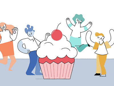 LinkedIn Celebrations — Cake animation cake characters cherry colorful jump linkedin loop