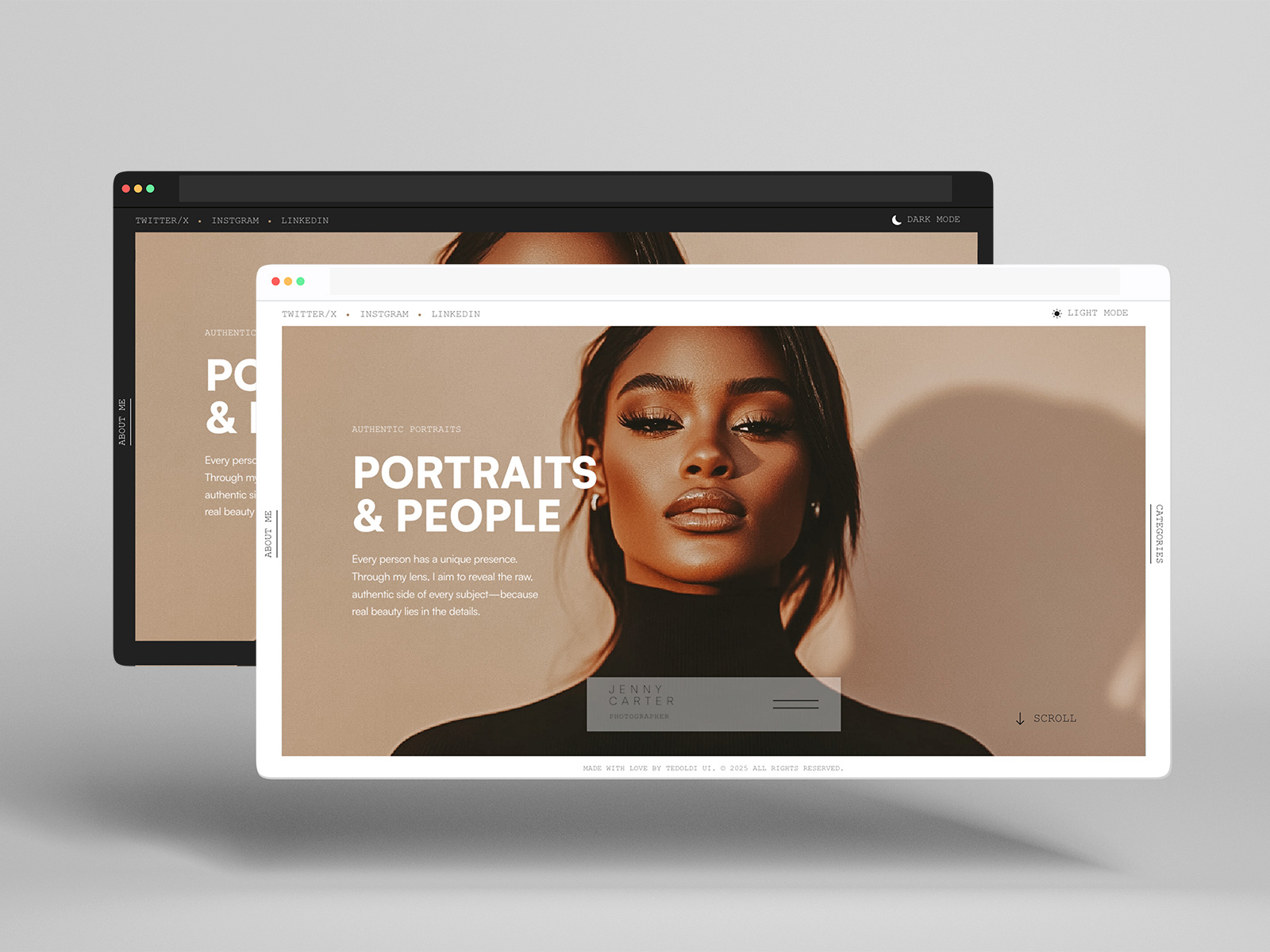 Interactive Photography Portfolio figma framer minimal photo photographer potfolio ui ux