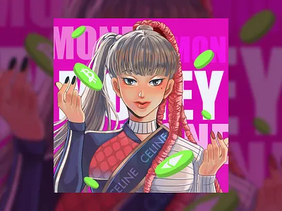 Lisa “Money” Fanart album character design digitalillustration fanart flat illustration illustration kpop lalisa lisa lisa single money money neon nft painting