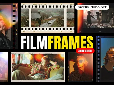 Retro Film Frames Bundle 80s 90s analog cinema download film film burn frame frames instafilm instax leak light leak pixelbuddha polaroid psd retro tape template vintage