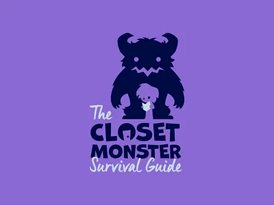 Logo Design - The Closet Monster Survival Guide brand design character design closet monster logo design monster logo negative space personal project purple logo survival guide zachabstract