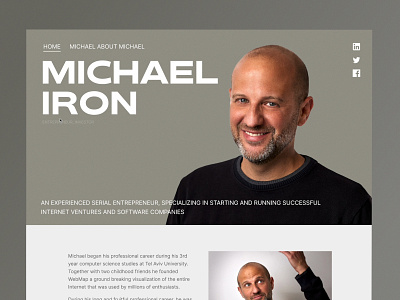 Personal Website for Michael Iron aesthetic animation landing minimal personal website ui