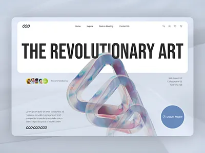 Revolutionizing Art – New Era of Creativity art gallery design hero section home page landing page revolutionary art typo typography ui ui design ux ux design visuals website