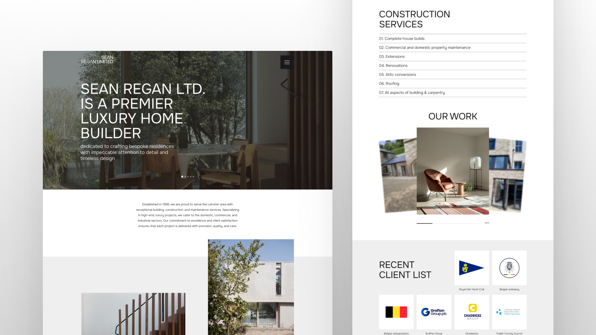 Sean Regan Limited clen layout construction company luxury minimal minimal design ui ui design web design