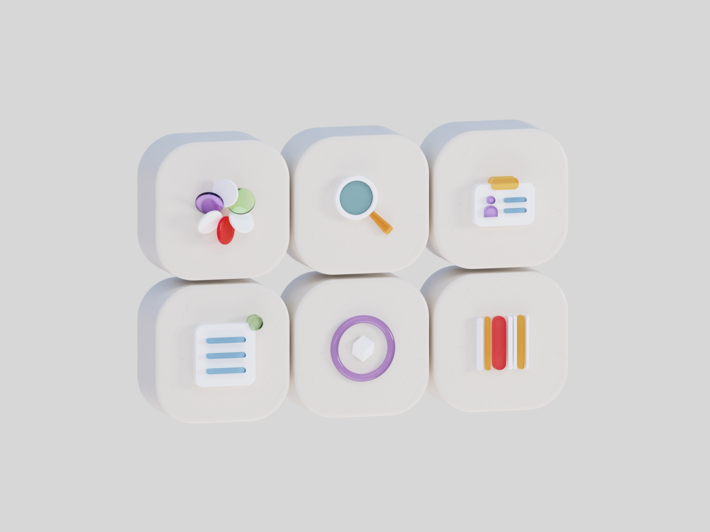 3D Icons Set 3d apps brightness flat flat illustration icon icons illustration illustrator pack profile search set stats