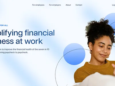 Financial Wellness Design blue finance financial wellness fintech hero hero design light light mode modern sleek web design website design white