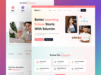 Online Education Landing Page Design cases study clean ui colorful education elearning header exploration landing page design landingpage minimal online course online learning school trending 2023 ui ux website design website ui