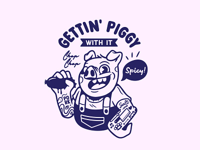 Gettin' Piggy With It character design cohen gum illustration pig pig branding pig character pig illustration vector vector art vector illustration