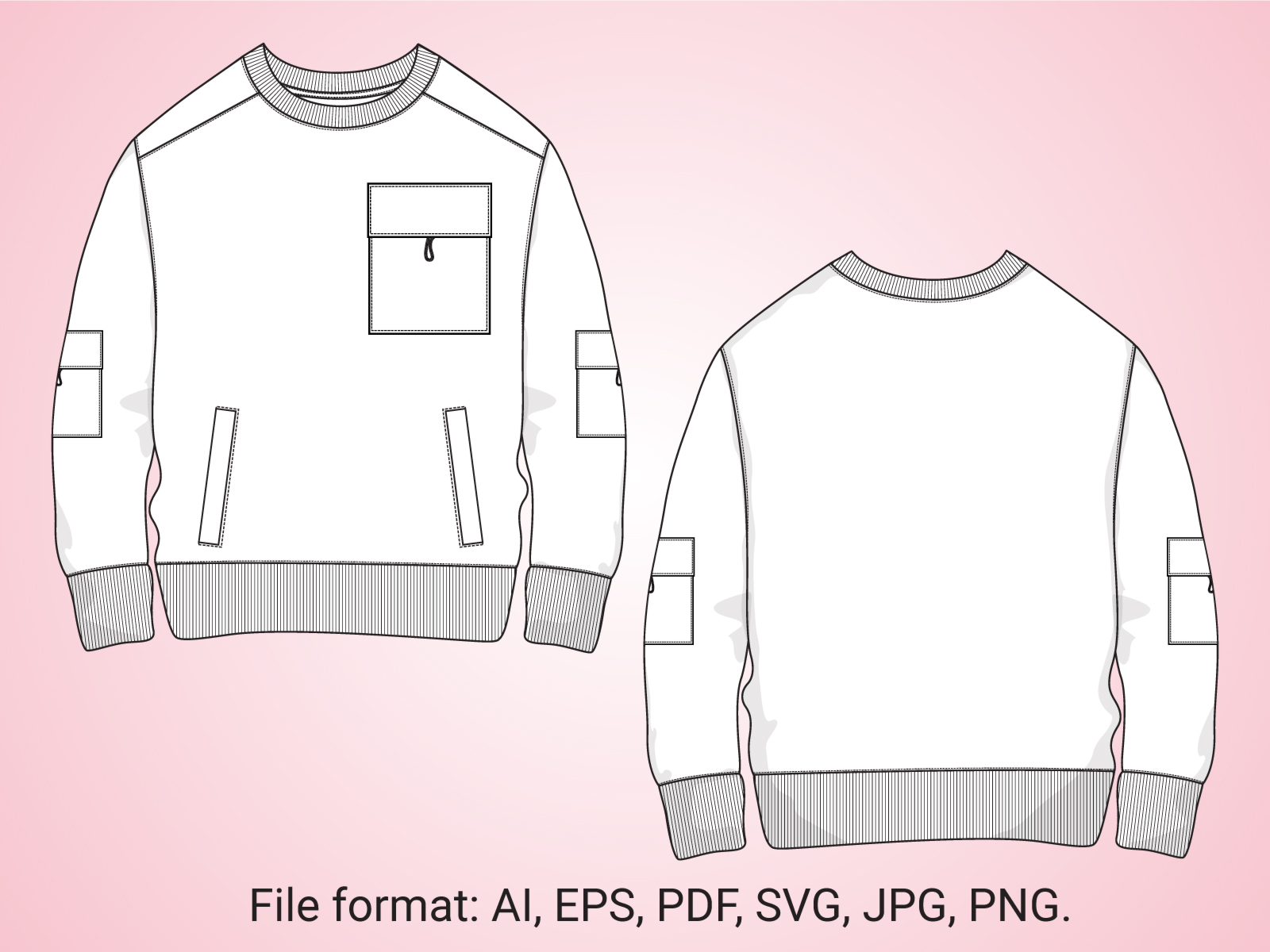 Sweatshirt top fashion vector illustration flat sketches template |  Fashion, Technical drawing, Sweatshirt fashion