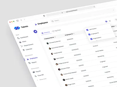 Talento - HR MANAGEMENT [EMPLOYEE PAGE] admin admin interface admin panel admin theme admin ui analytics dashboard dashboard design design graphs interface sidebar stats ui ui design user user dashboard ux ux ui design