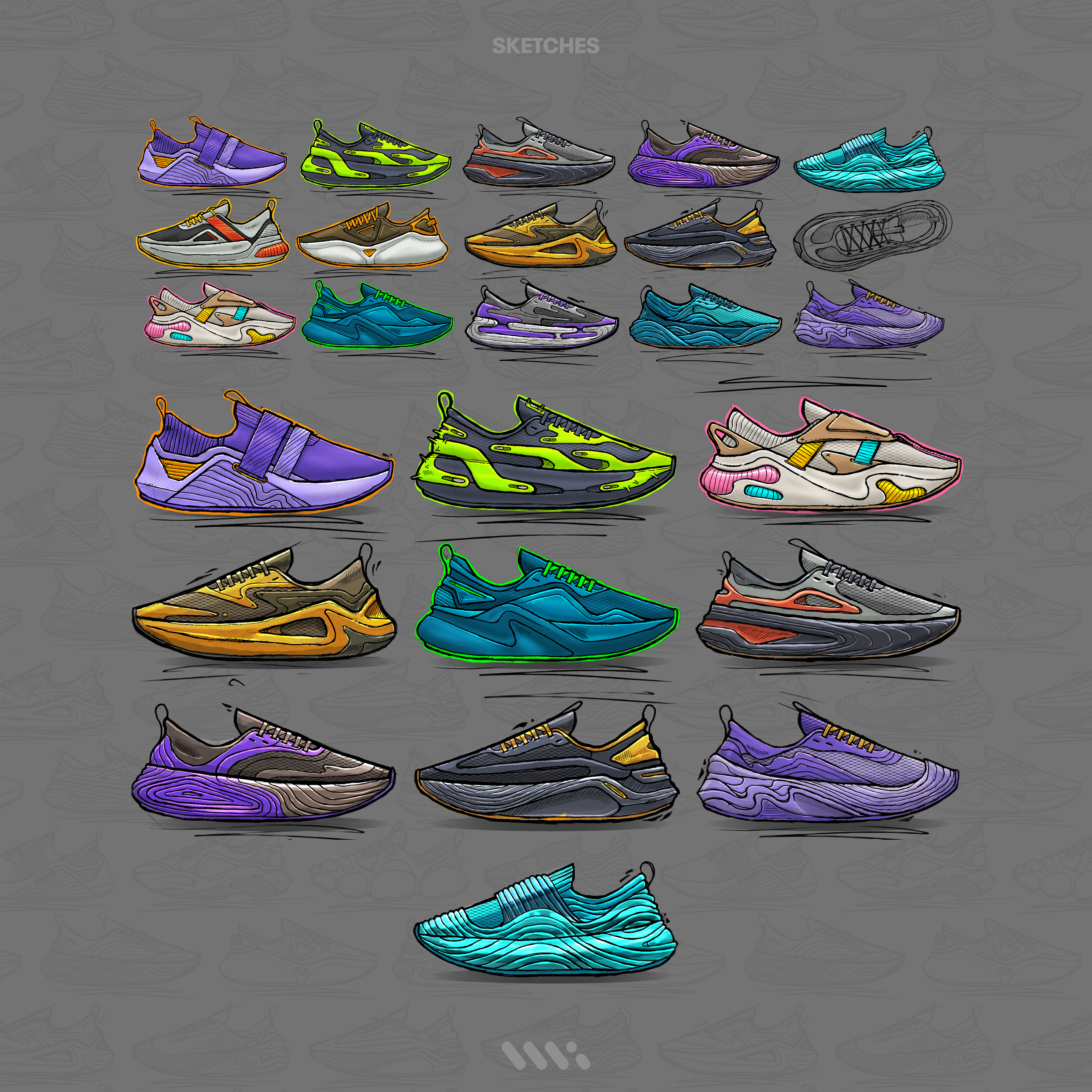 Footwear Sketch Styles Example V1 footwear footwear designer illustration product design shoes sketch