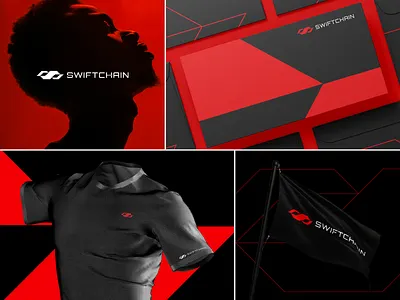 SWIFTCHAIN LOGO blockchain logo branding business logo crypto logo design fintech logo graphic design logo logo design minimal logo modern logo red logo simple simple logo startup logo tech logo